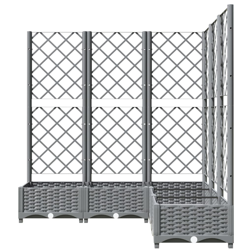 plantekasse med espalier 120x120x121,5 cm PP lysegrå