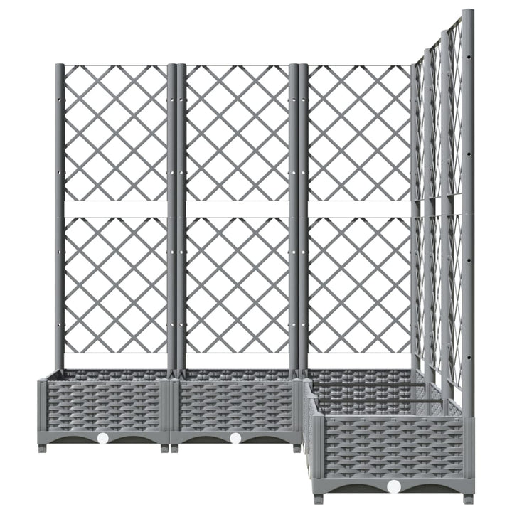 plantekasse med espalier 120x120x121,5 cm PP lysegrå