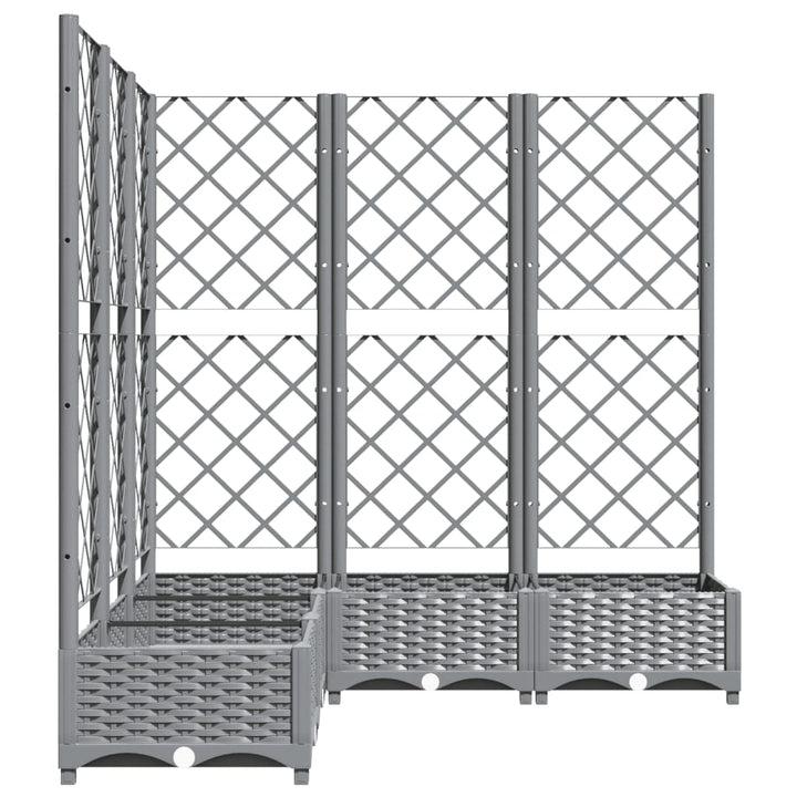plantekasse med espalier 120x120x121,5 cm PP lysegrå