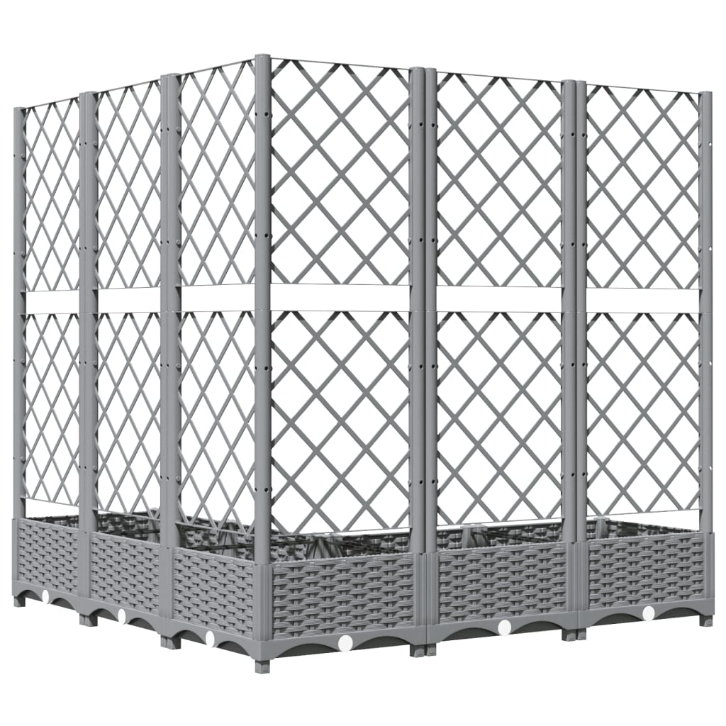 plantekasse med espalier 120x120x121,5 cm PP lysegrå