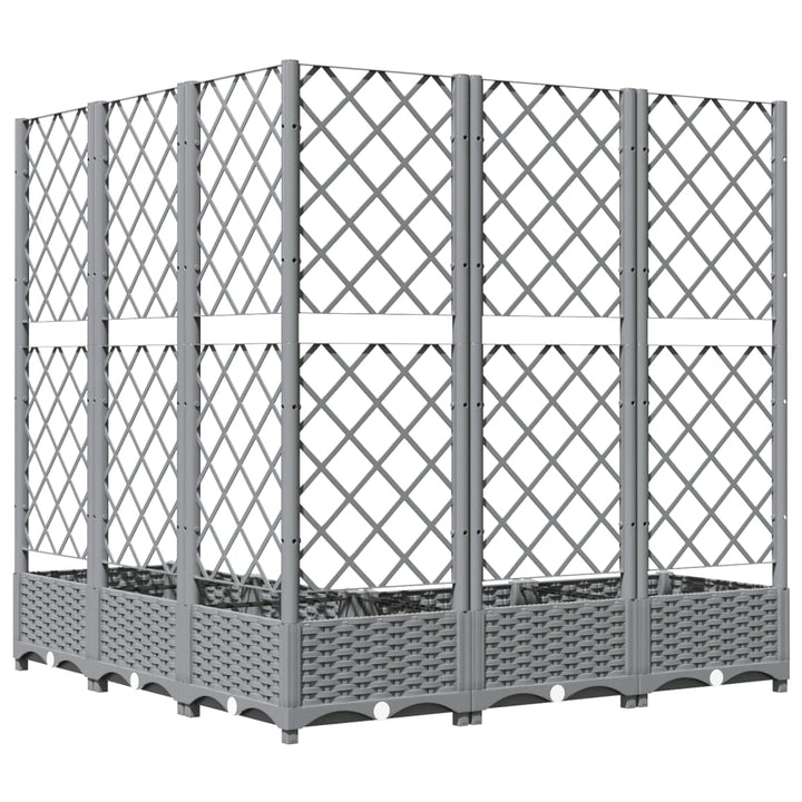 plantekasse med espalier 120x120x121,5 cm PP lysegrå