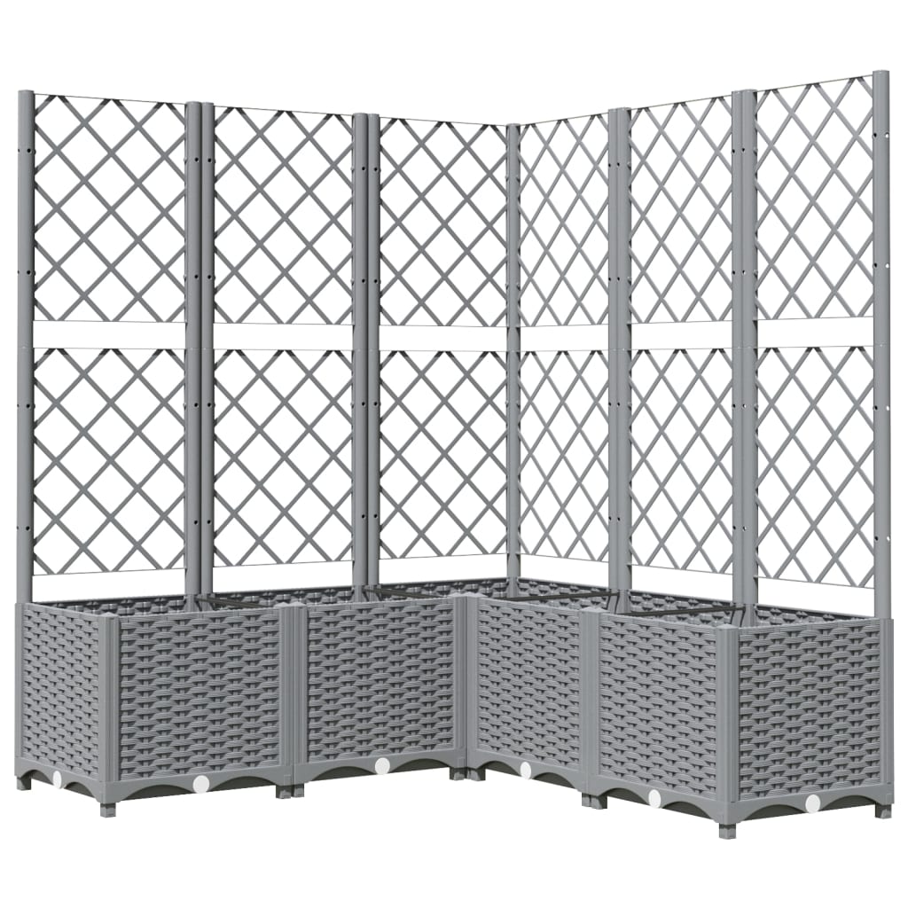 plantekasse med espalier 120x120x136 cm PP lysegrå