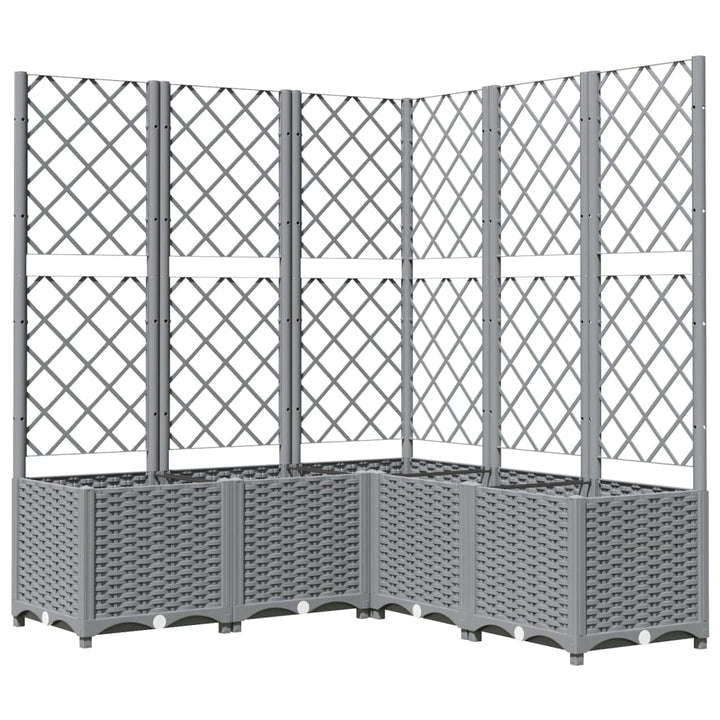 plantekasse med espalier 120x120x136 cm PP lysegrå