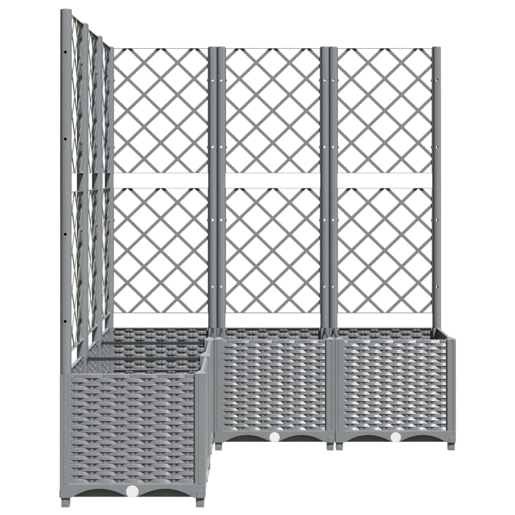 plantekasse med espalier 120x120x136 cm PP lysegrå