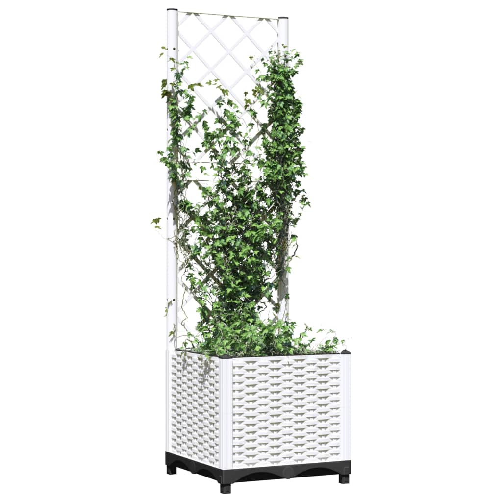 plantekasse med espalier 40x40x136 cm PP hvid