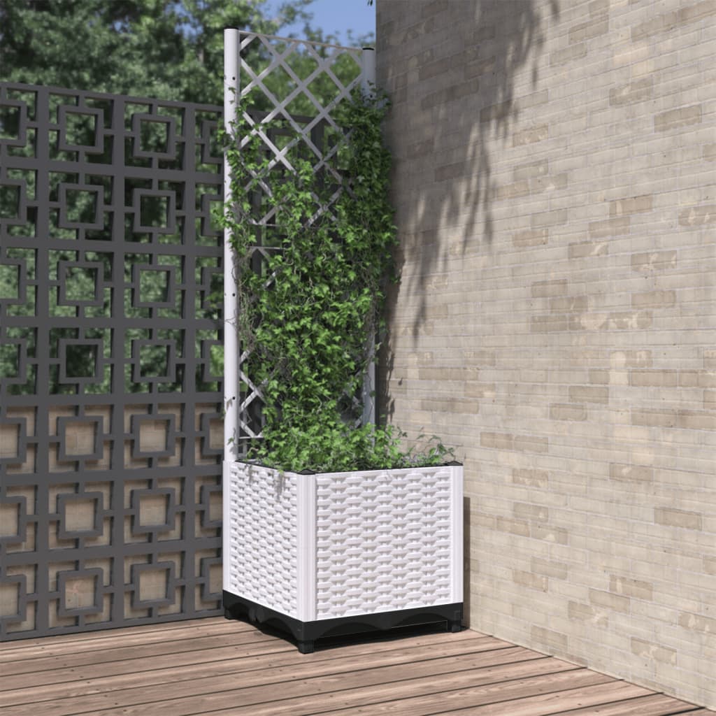 plantekasse med espalier 40x40x136 cm PP hvid