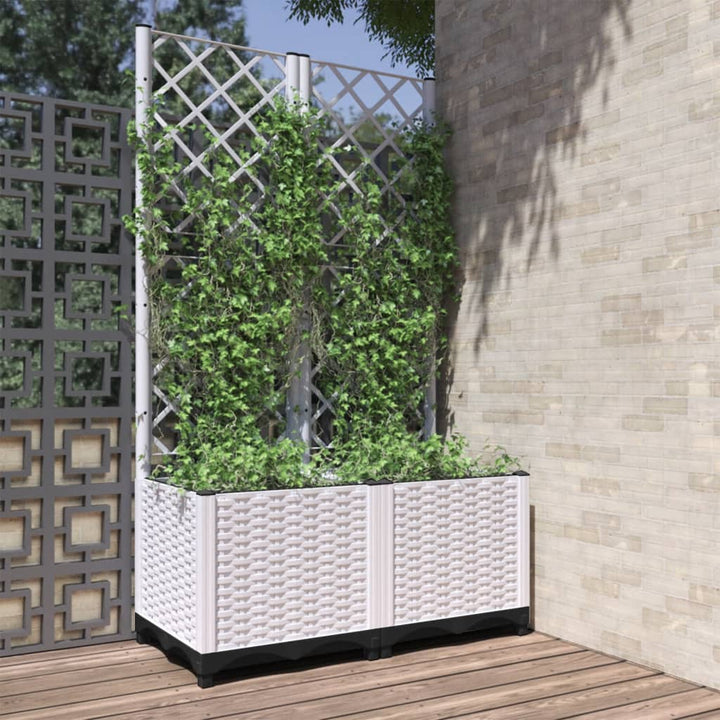 plantekasse med espalier 80x40x136 cm PP hvid
