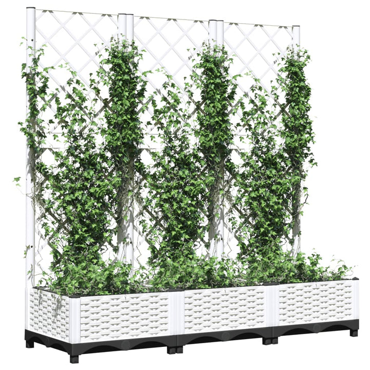 haveplantekasse med espalier hvid 120x40x121,5 cm PP