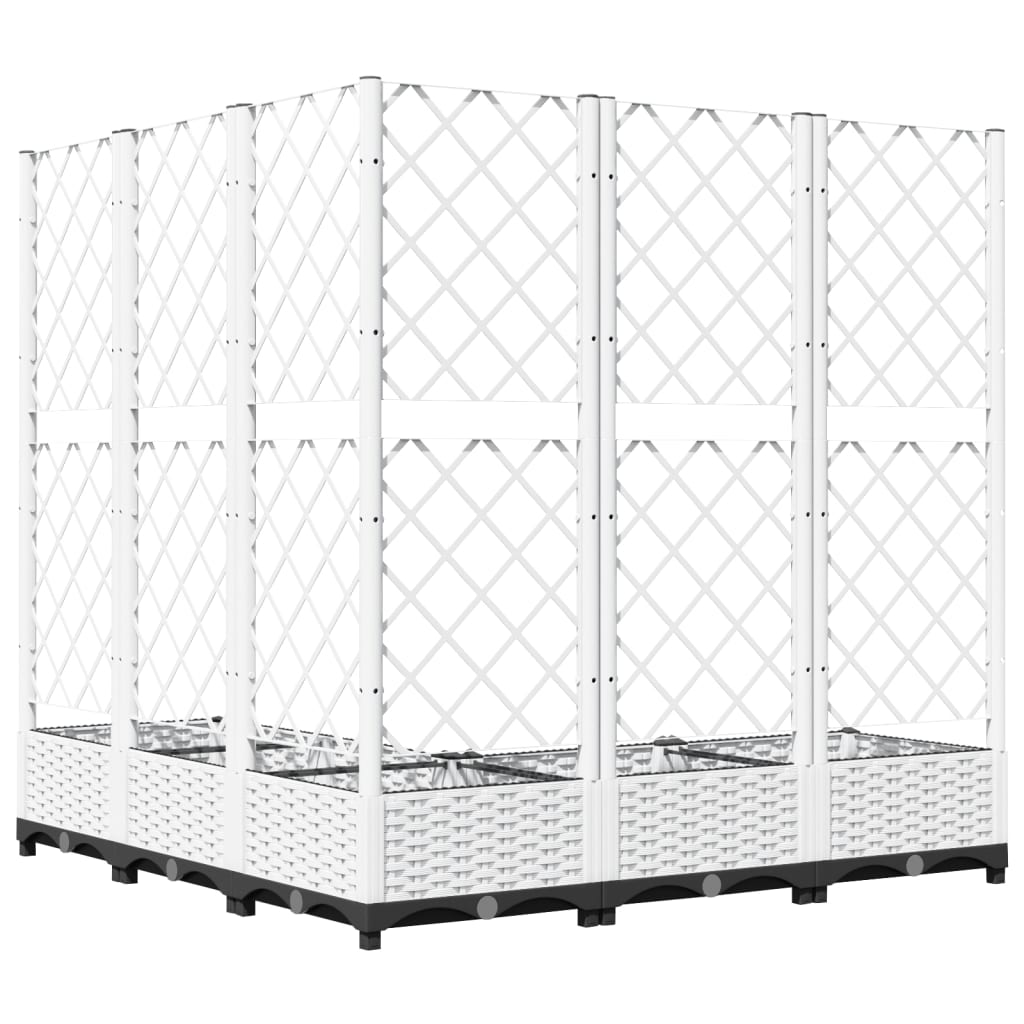plantekasse med espalier 120x120x121,5 cm PP hvid