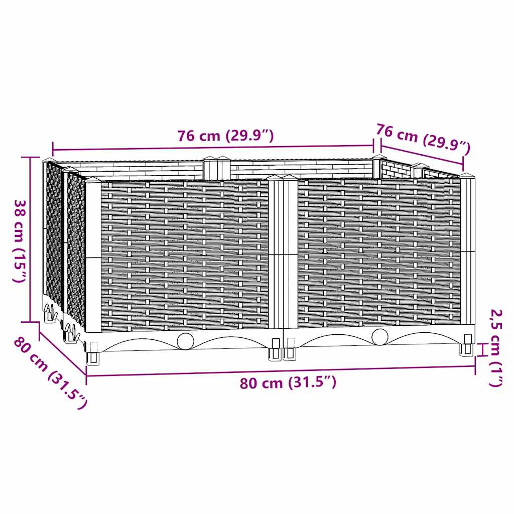 højbed 80x80x38 cm polypropylen