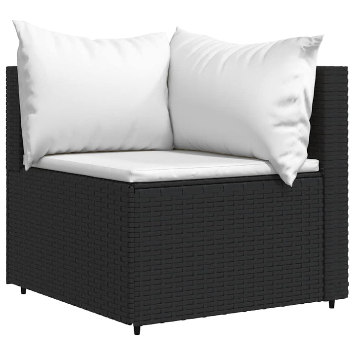 loungesæt til haven 3 dele med hynder polyrattan sort