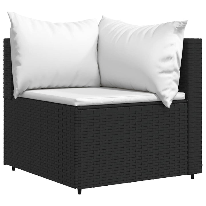 loungesæt til haven 3 dele med hynder polyrattan sort