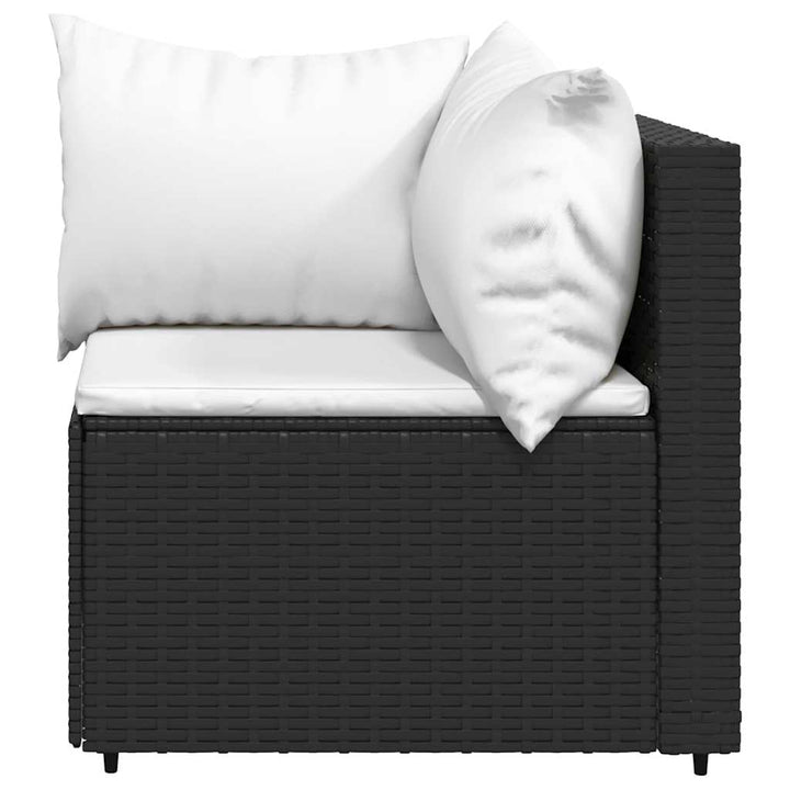 loungesæt til haven 3 dele med hynder polyrattan sort