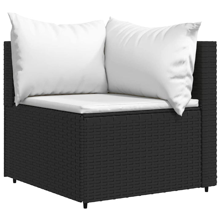 loungesæt til haven 3 dele med hynder polyrattan sort
