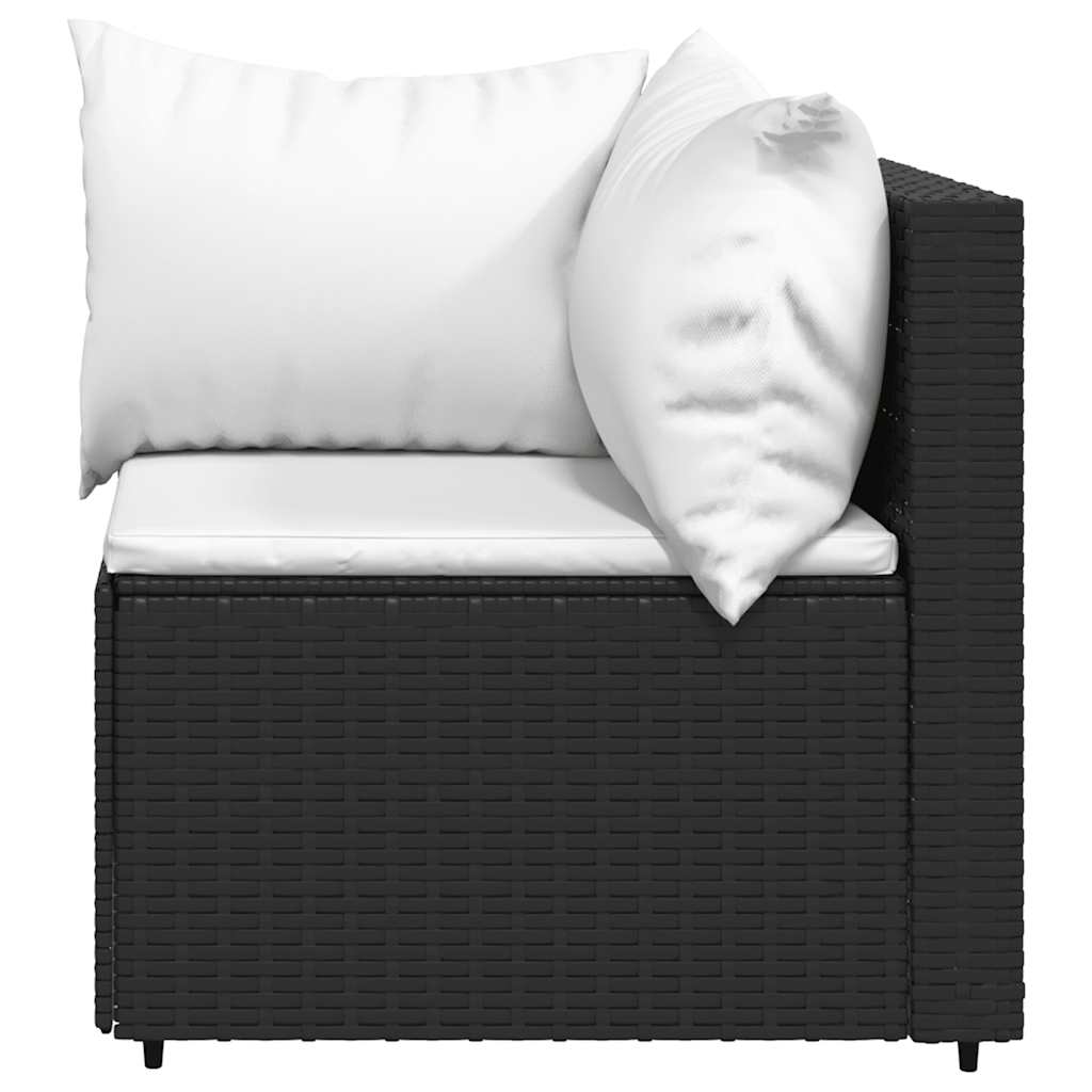 loungesæt til haven 4 dele med hynder polyrattan sort