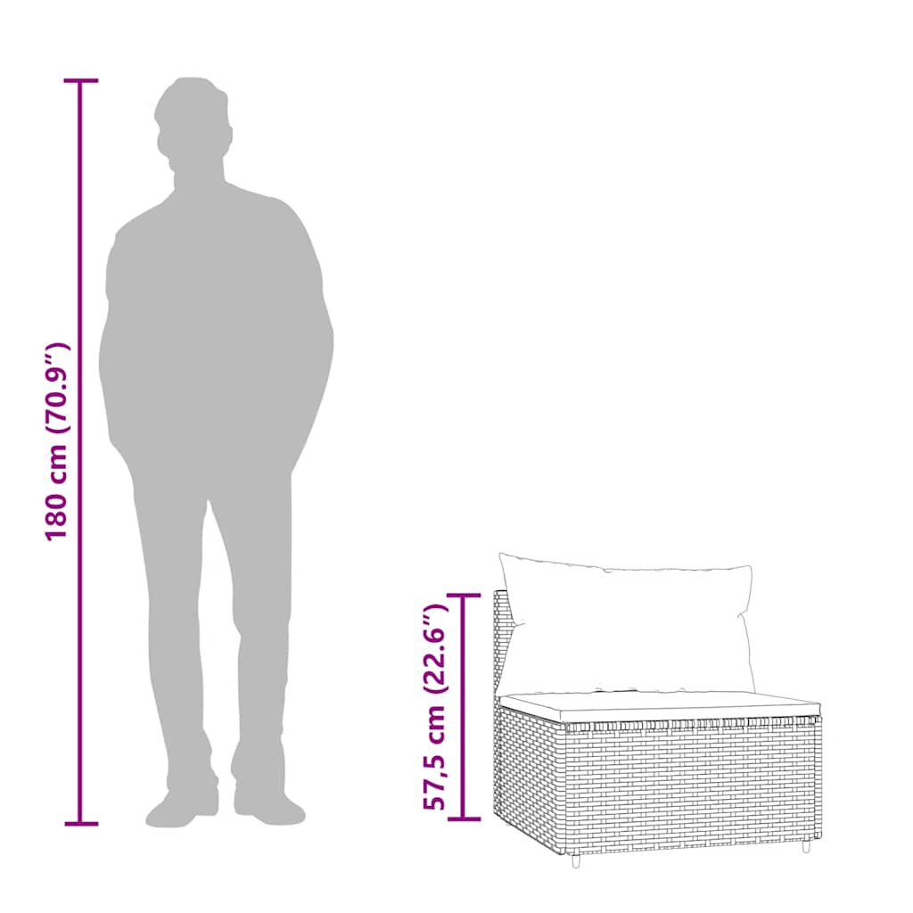 loungesæt til haven 3 dele med hynder polyrattan sort