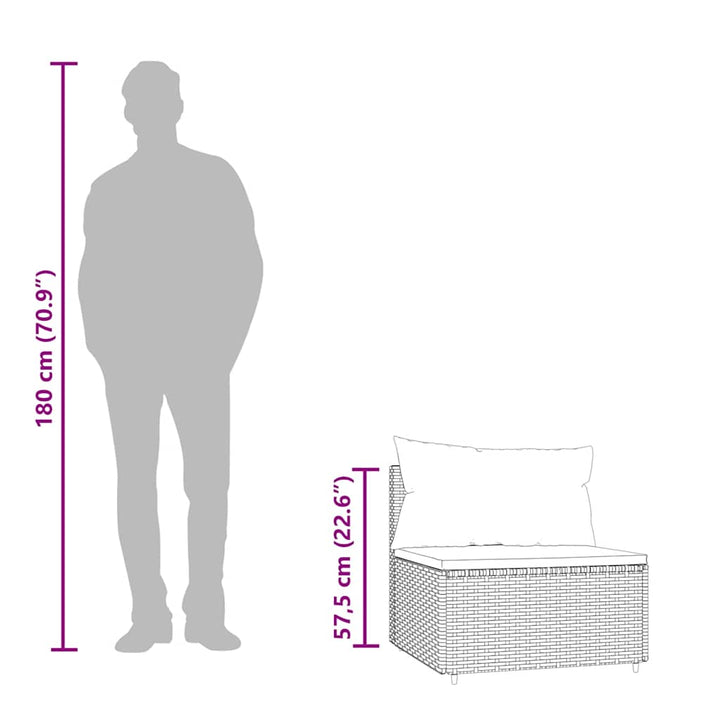 loungesæt til haven 3 dele med hynder polyrattan sort