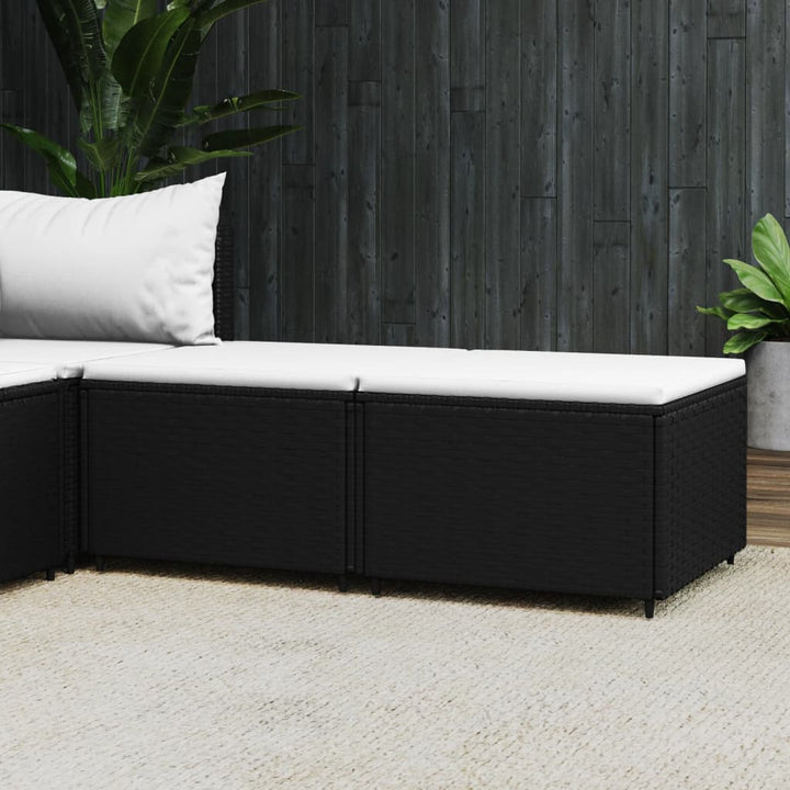 fodskamler til have 2 stk. med hynder polyrattan sort