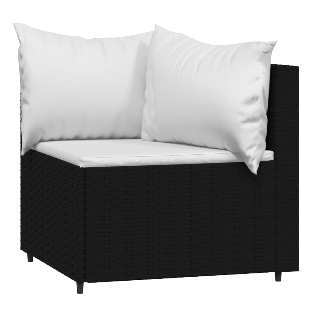 loungesæt til haven 4 dele med hynder polyrattan sort