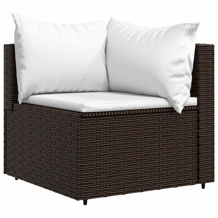 hjørnemodul til havesofa med hynder polyrattan brun