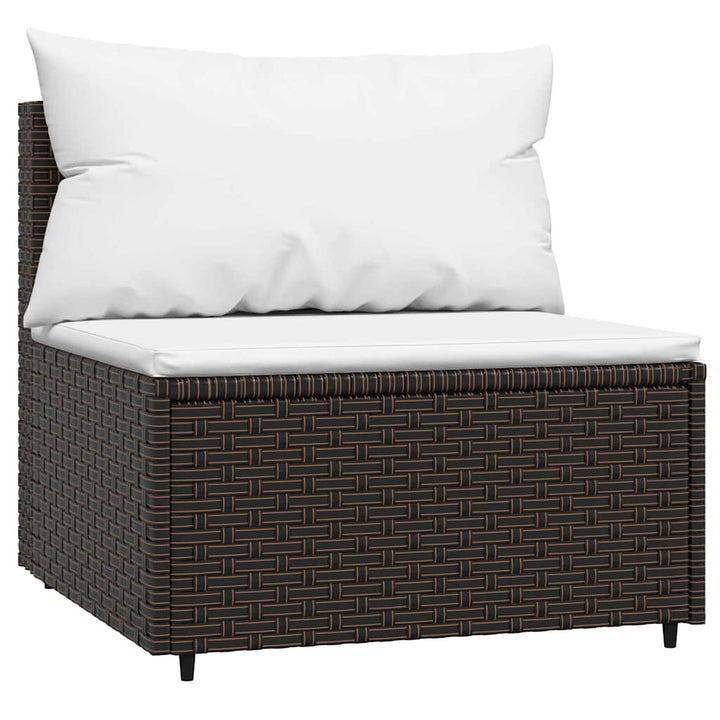 loungesæt til haven 3 dele med hynder polyrattan brun