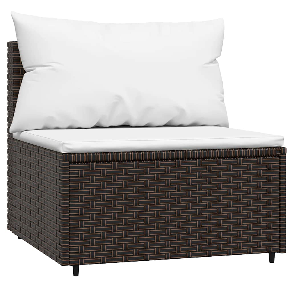 loungesæt til haven 4 dele med hynder polyrattan brun
