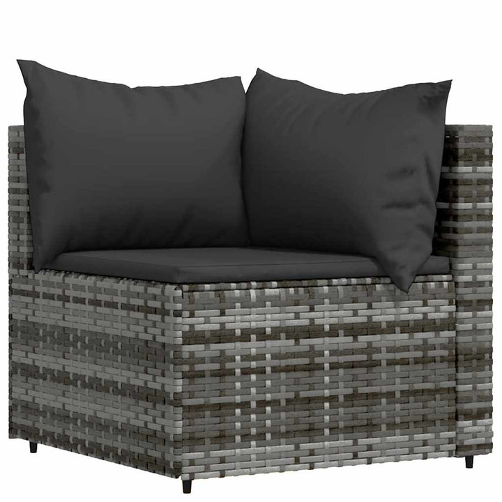 loungesæt til haven 3 dele med hynder polyrattan grå