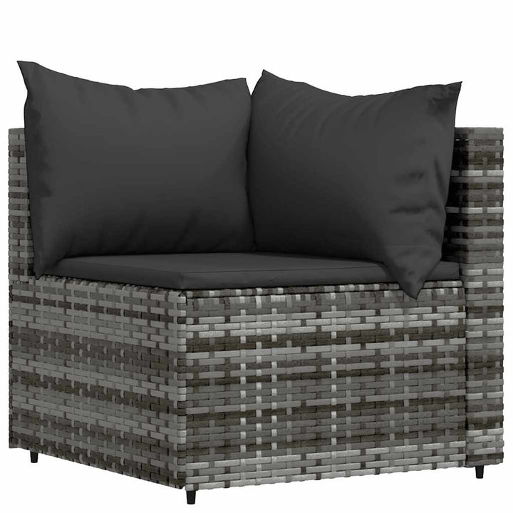loungesæt til haven 4 dele med hynder polyrattan grå