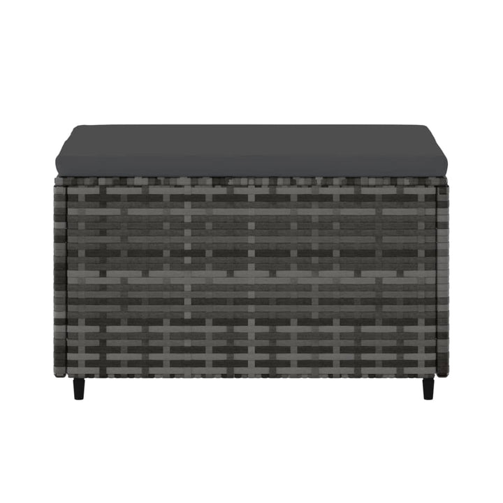 fodskammel med hynde til haven polyrattan grå