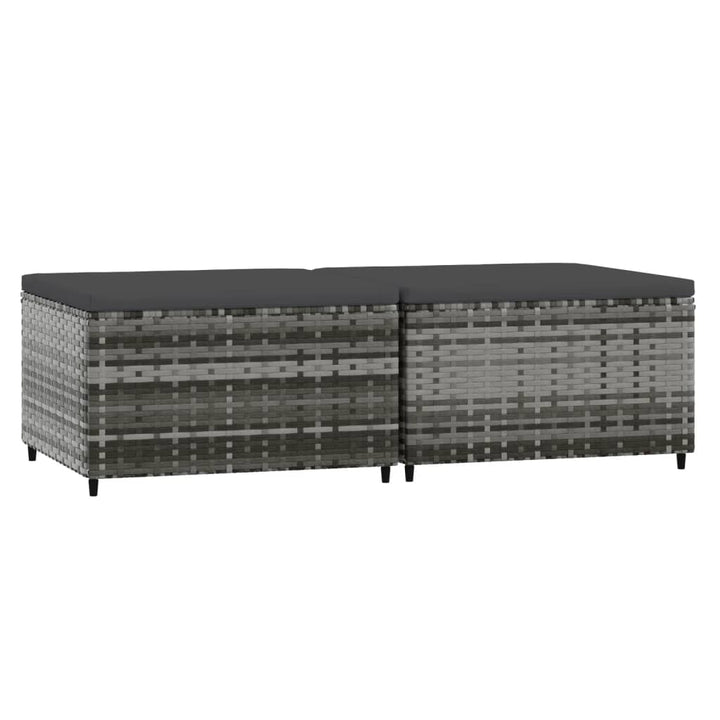 fodskamler til have 2 stk. med hynder polyrattan grå