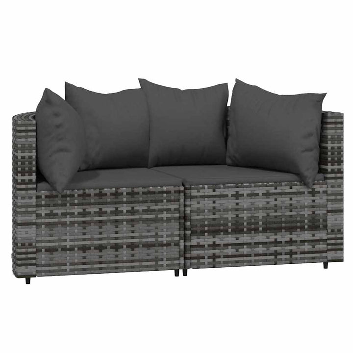 loungesæt til haven 3 dele med hynder polyrattan grå