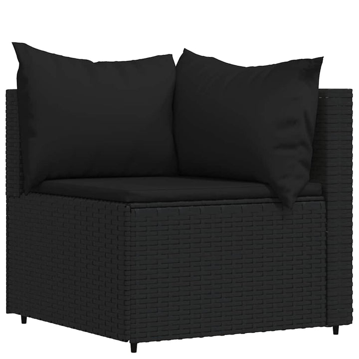 loungesæt til haven 4 dele med hynder polyrattan sort