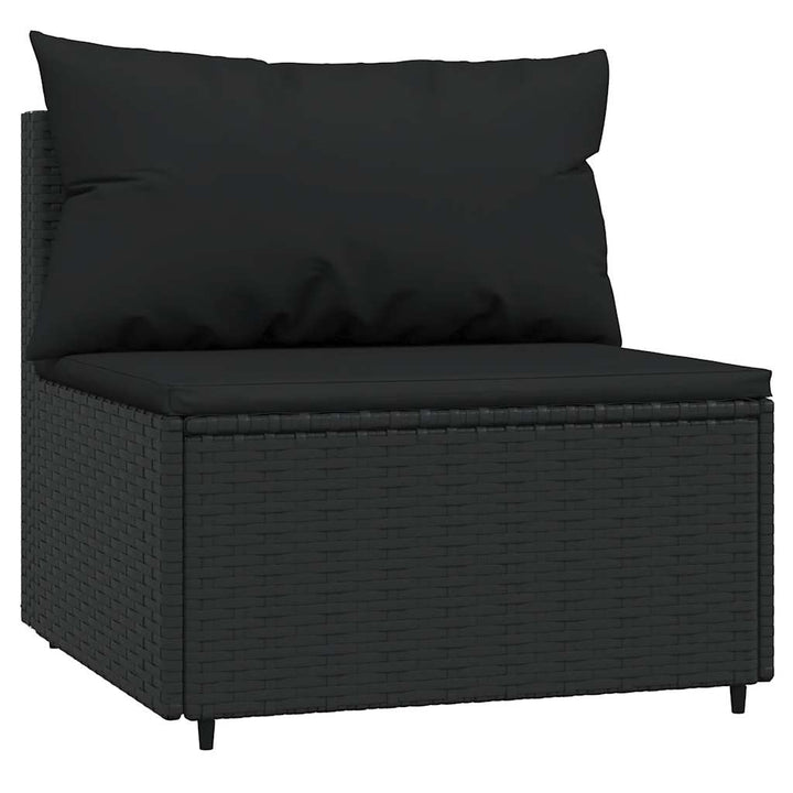 loungesæt til haven 3 dele med hynder polyrattan sort