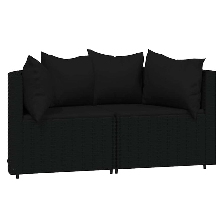 hjørnemoduler til havesofa 2 stk. med hynder polyrattan sort