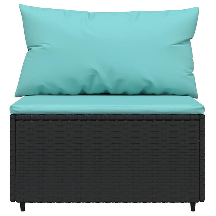 midtermodul til havesofa med hynder polyrattan sort