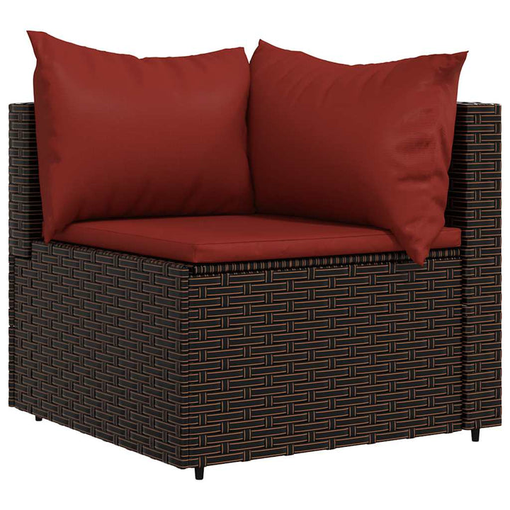 loungesæt til haven 3 dele med hynder polyrattan brun
