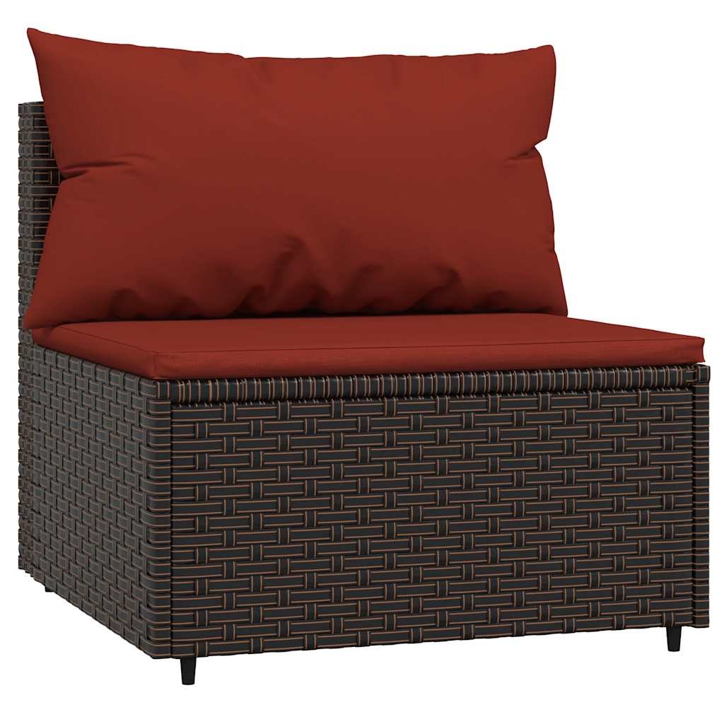 midtermoduler til havesofa 2 stk. med hynder polyrattan brun