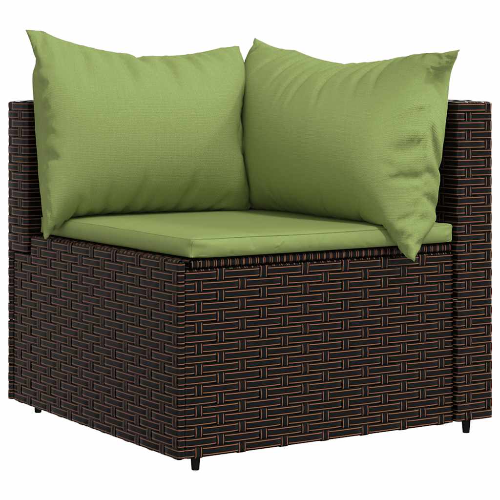 loungesæt til haven 4 dele med hynder polyrattan brun