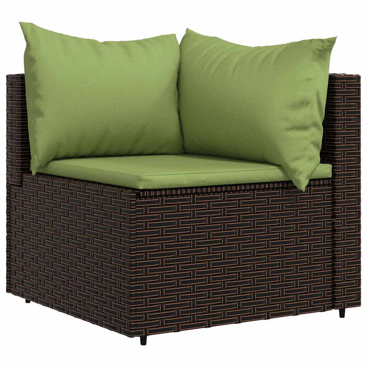 loungesæt til haven 4 dele med hynder polyrattan brun