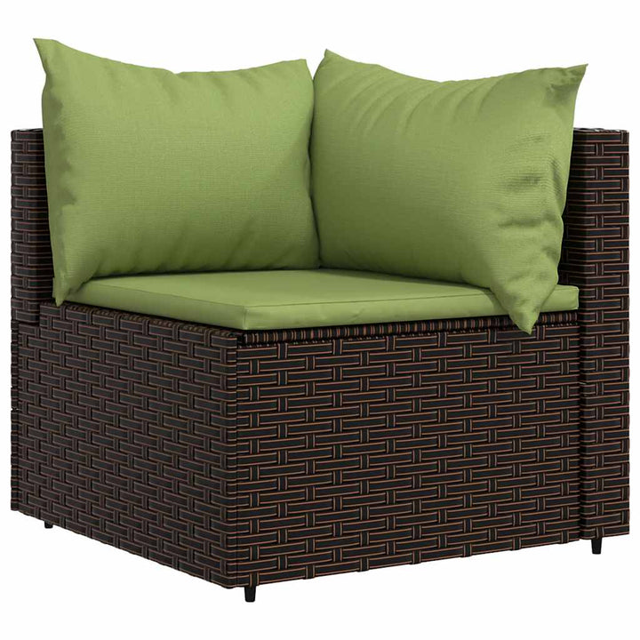 loungesæt til haven 4 dele med hynder polyrattan brun