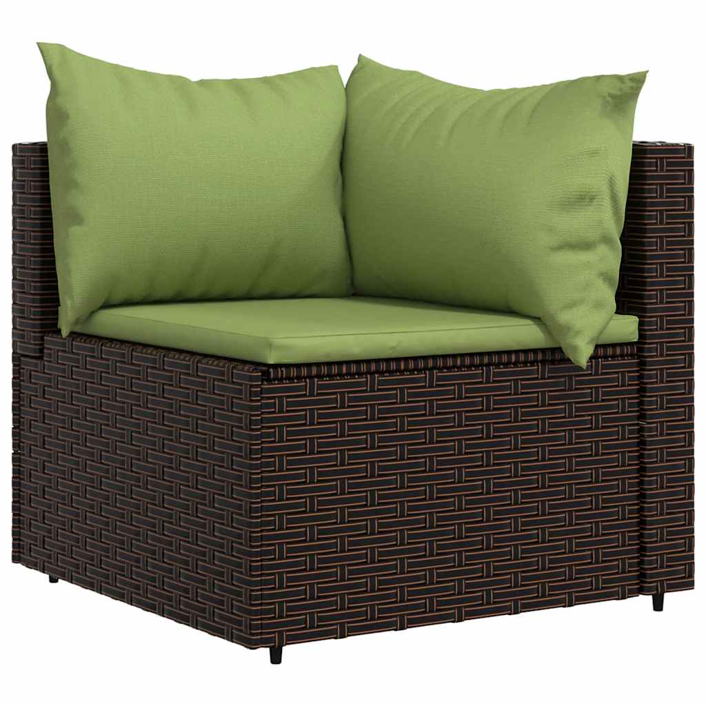 loungesæt til haven 4 dele med hynder polyrattan brun