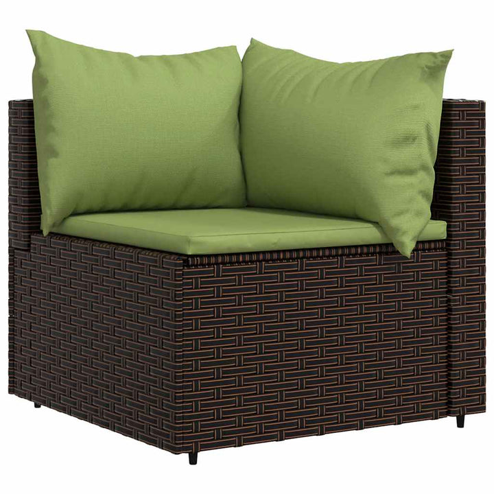 loungesæt til haven 4 dele med hynder polyrattan brun