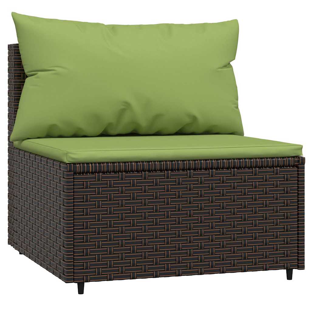 loungesæt til haven 4 dele med hynder polyrattan brun