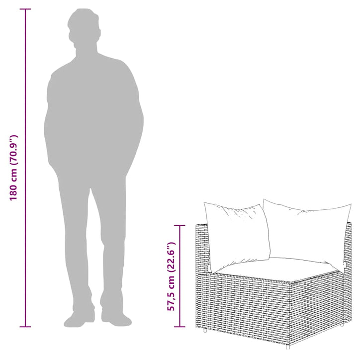 loungesæt til haven 4 dele med hynder polyrattan brun