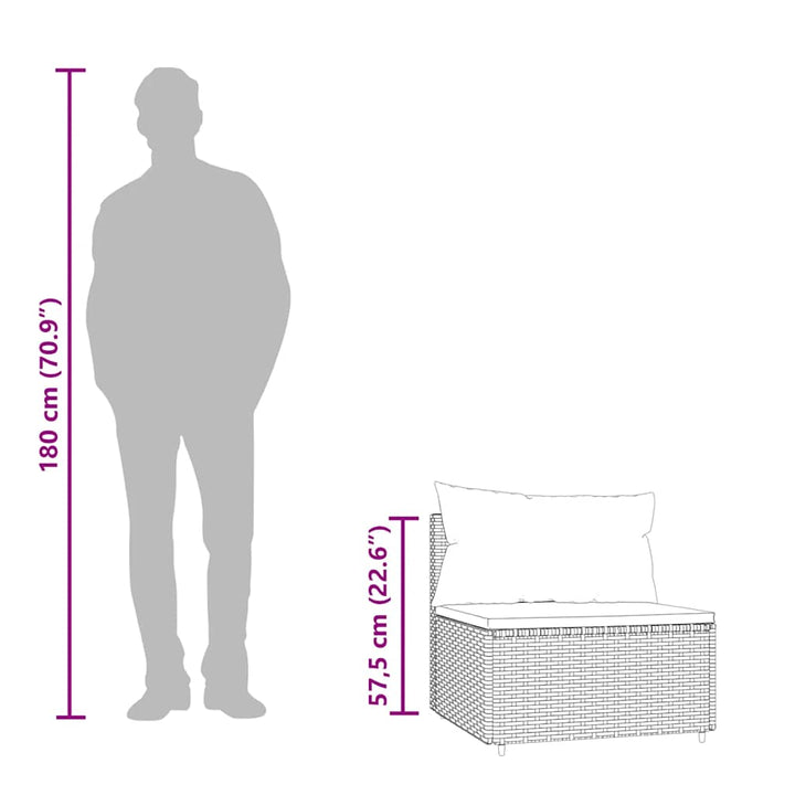 loungesæt til haven 3 dele med hynder polyrattan brun