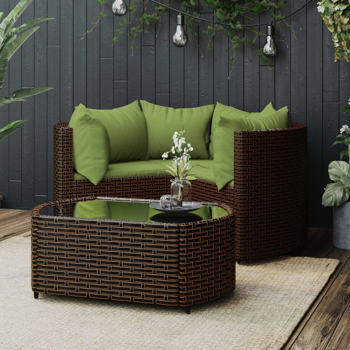 loungesæt til haven 4 dele med hynder polyrattan brun