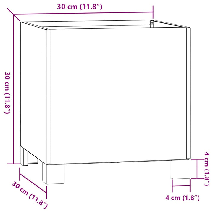 plantekasse med ben 30x30x30 cm cortenstål rustfarvet