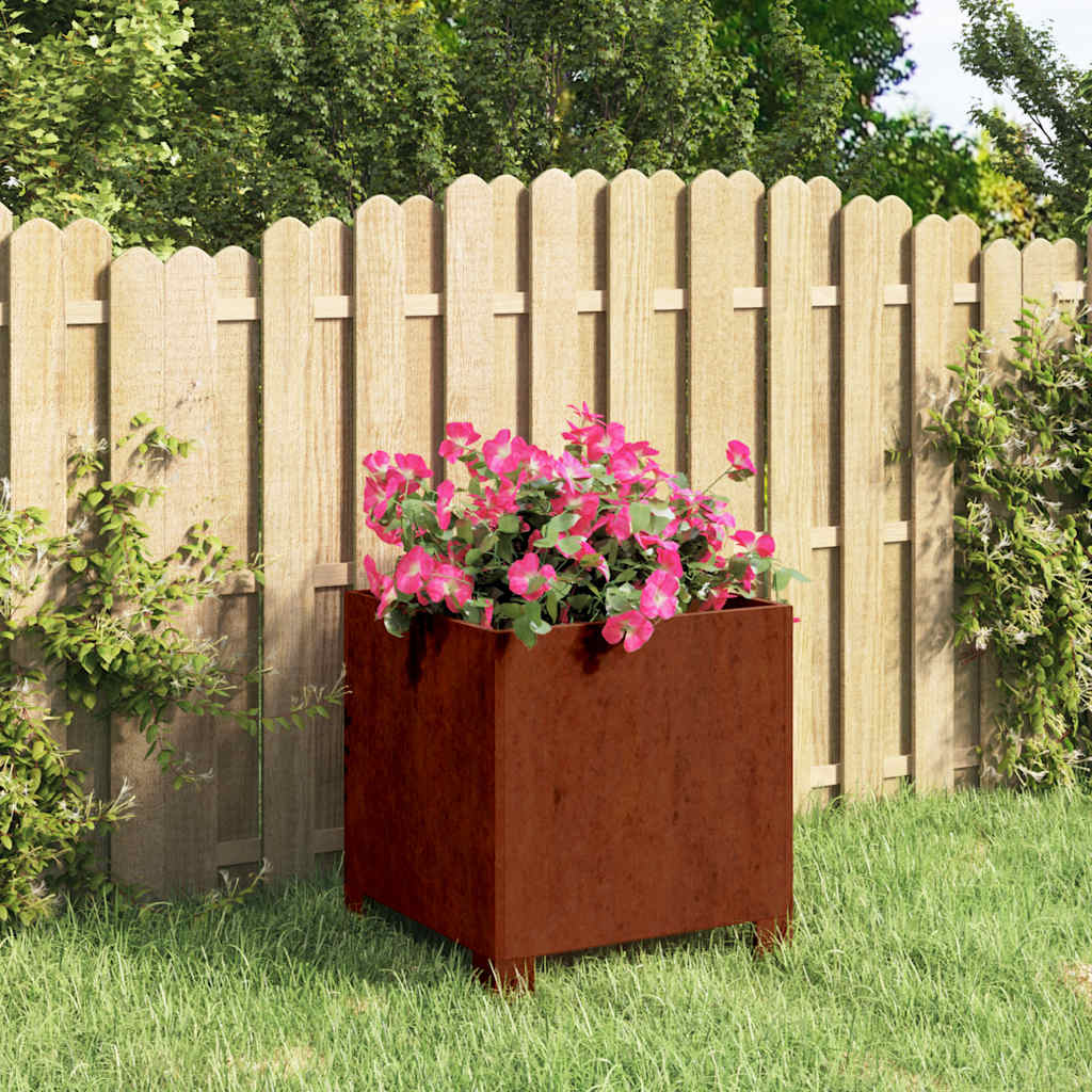 plantekasse med ben 30x30x30 cm cortenstål rustfarvet