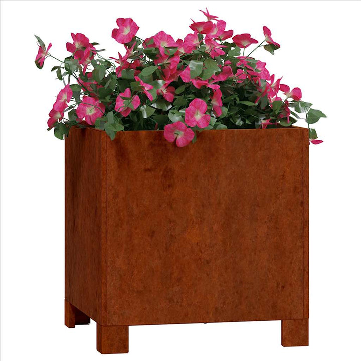 plantekasser med ben 2 stk. 30x30x30 cm cortenstål rustfarvet