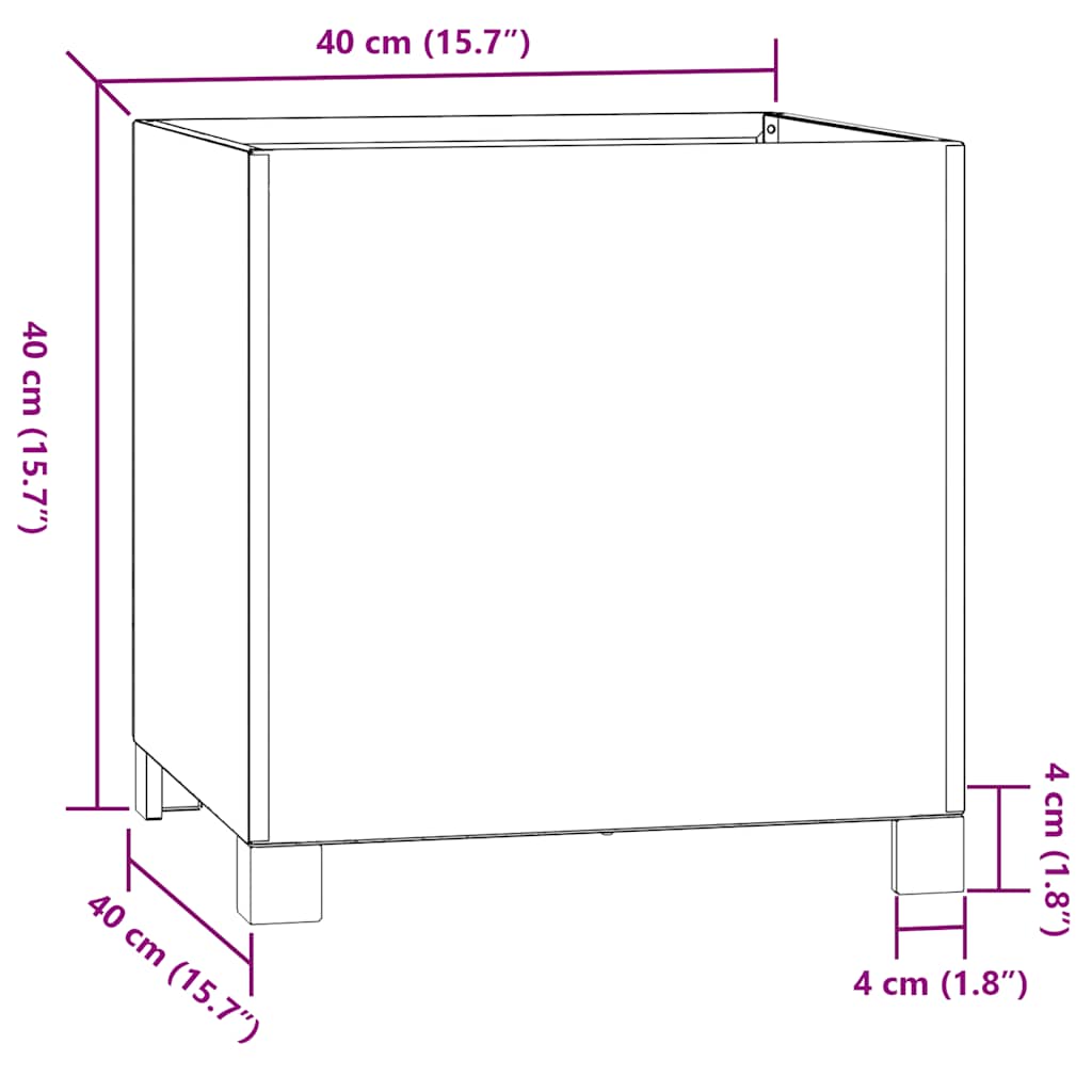 plantekasse med ben 40x40x40 cm cortenstål rustfarvet
